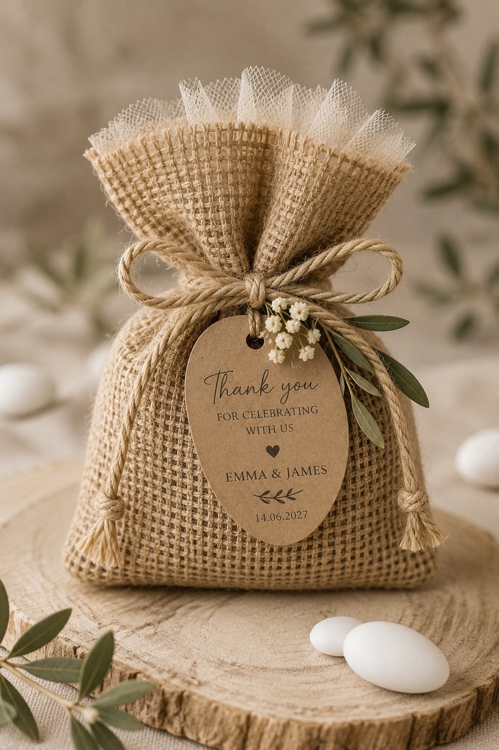 Burlap & Tulle Pouch