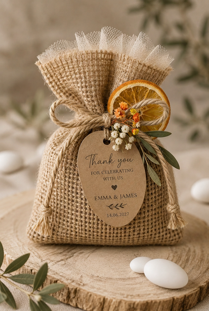 Burlap & Citrus Pouch